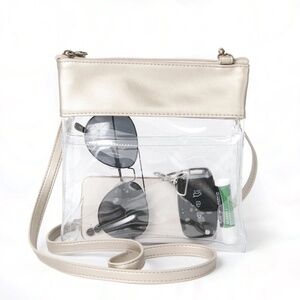 Gold and Clear Stadium Approved Gameday Crossbody in Vegan Leather